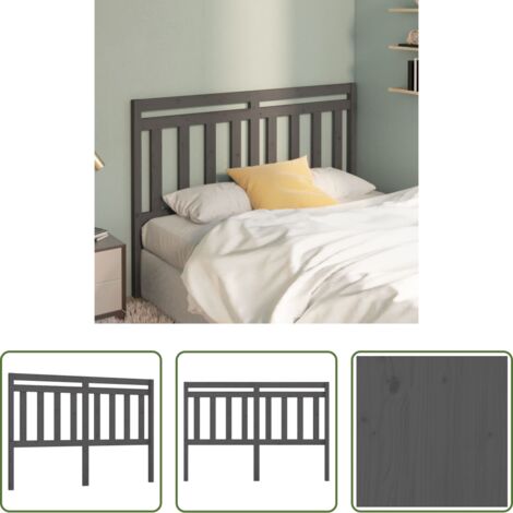 vidaXL Testiera per letto grigia -  Testiera per Letto Grigia 146x4x100cm in Legno Massello di Pino