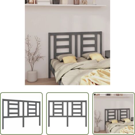 vidaXL Testiera per letto grigia -  Testiera per Letto Grigia 146x4x100cm in Legno Massello di Pino