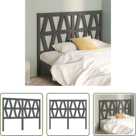 vidaXL Testiera per letto grigia -  Testiera per Letto Grigia 146x4x100cm in Legno Massello di Pino