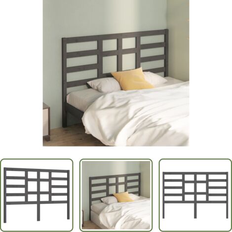 vidaXL Testiera per letto grigia -  Testiera per Letto Grigia 146x4x104cm in Legno Massello di Pino