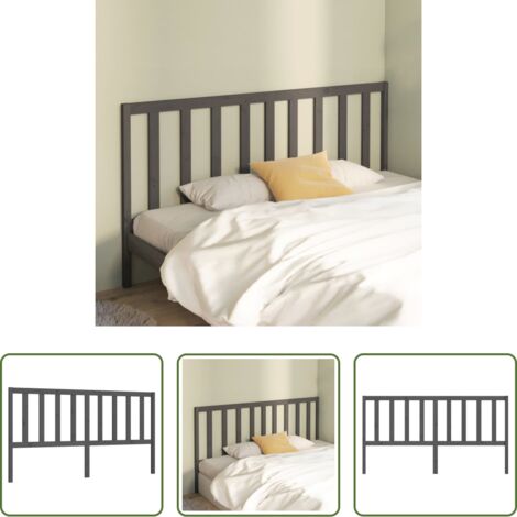 vidaXL Testiera per letto grigia -  Testiera per Letto Grigia 206x4x100cm in Legno Massello di Pino