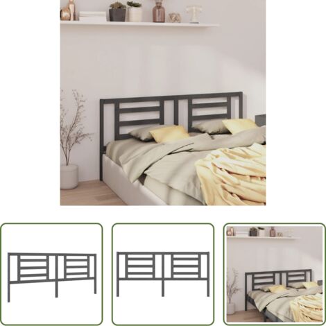 vidaXL Testiera per letto grigia -  Testiera per Letto Grigia 206x4x100cm in Legno Massello di Pino