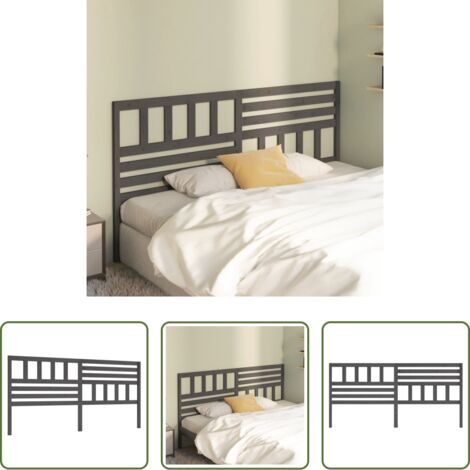 vidaXL Testiera per letto grigia -  Testiera per Letto Grigia 206x4x100cm in Legno Massello di Pino