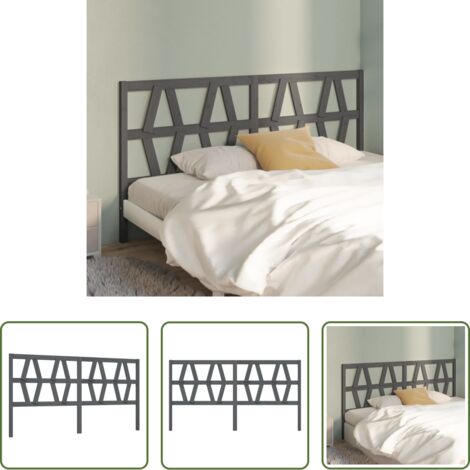 vidaXL Testiera per letto grigia -  Testiera per Letto Grigia 206x4x100cm in Legno Massello di Pino