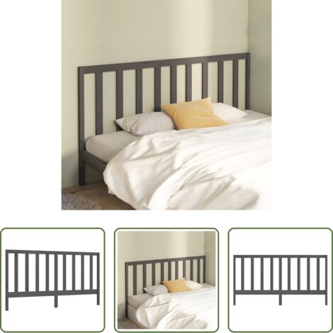 vidaXL Testiera per letto grigia -  Testiera per Letto Grigia 206x4x100cm in Legno Massello di Pino