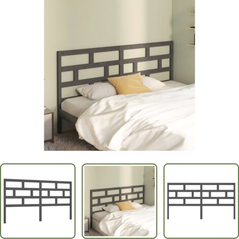 vidaXL Testiera per letto grigia -  Testiera per Letto Grigia 206x4x100cm in Legno Massello di Pino