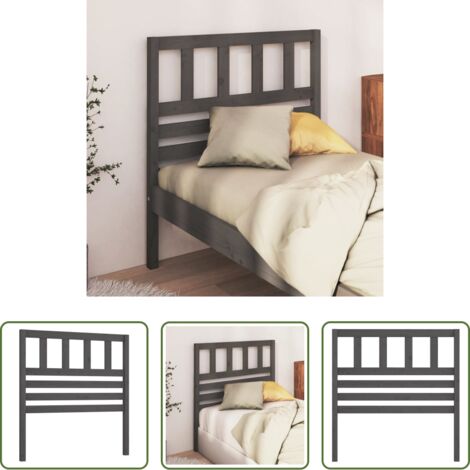 vidaXL Testiera per letto grigia -  Testiera per Letto Grigia 81x4x100 cm in Legno Massello di Pino