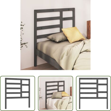 vidaXL Testiera per letto grigia -  Testiera per Letto Grigia 81x4x104 cm in Legno Massello di Pino