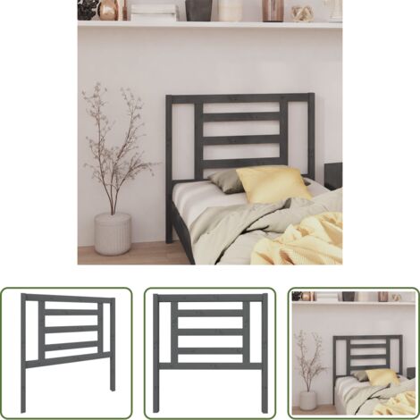 vidaXL Testiera per letto grigia -  Testiera per Letto Grigia 96x4x100 cm in Legno Massello di Pino