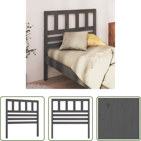 vidaXL Testiera per letto grigia -  Testiera per Letto Grigia 96x4x100 cm in Legno Massello di Pino