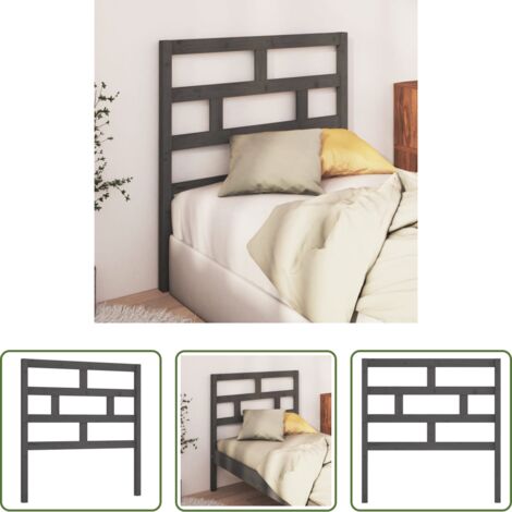 vidaXL Testiera per letto grigia -  Testiera per Letto Grigia 96x4x100 cm in Legno Massello di Pino