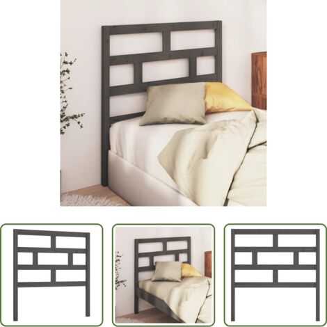 vidaXL Testiera per letto grigio -  Testiera per Letto Grigia 81x4x100 cm in Legno Massello di Pino