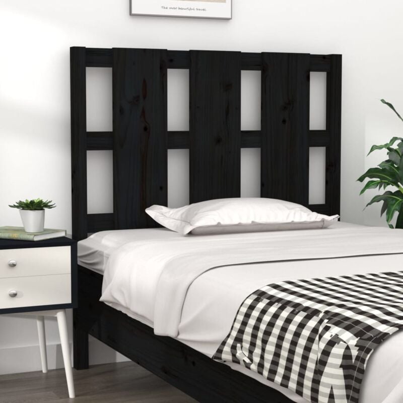 Testiera per Letto, Schienale del letto Nera 105, 5x4x100cm in Legno Massello di Pino Vidaxl