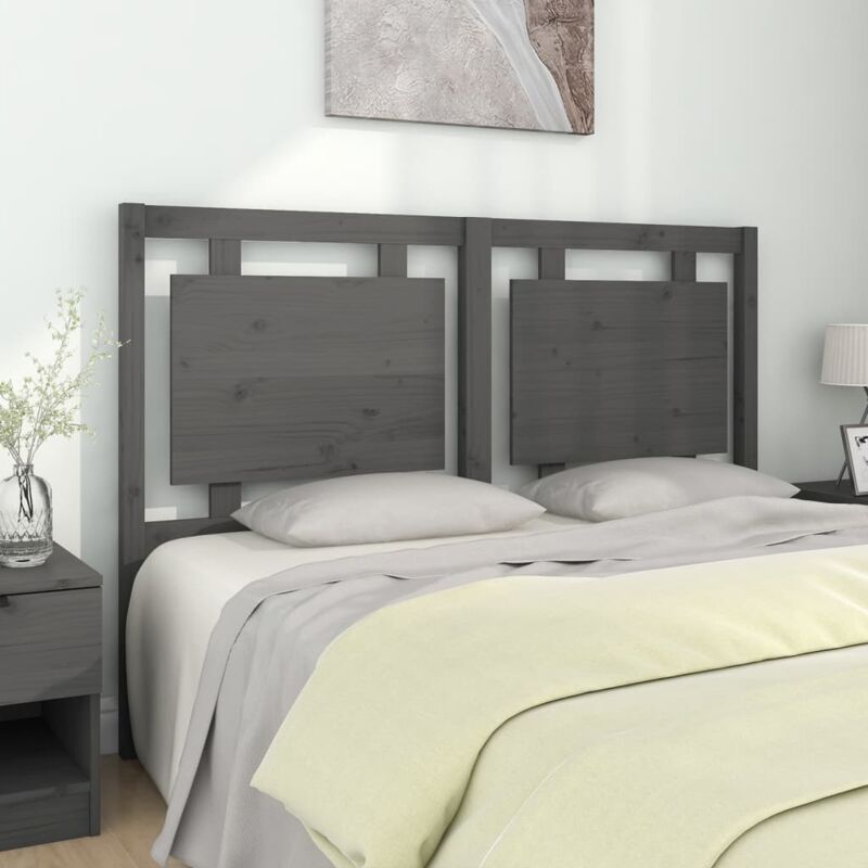 Testiera per Letto, Schienale del letto Grigia 145, 5x4x100 cm Legno Massello di Pino Vidaxl