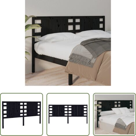 vidaXL Testiera per letto nera -  Testiera per Letto Nera 206x4x100 cm in Legno Massello di Pino