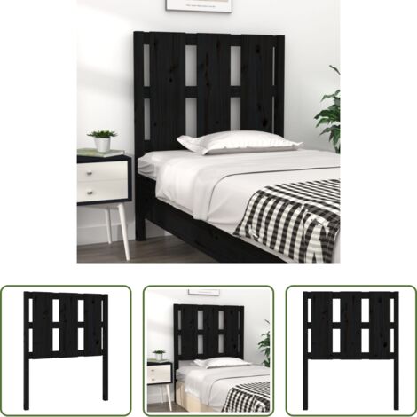 vidaXL Testiera per letto nera -  Testiera per Letto Nera 80,5x4x100 cm in Legno Massello di Pino