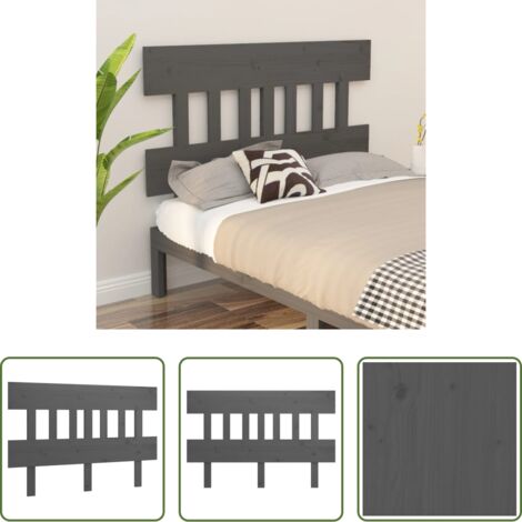 vidaXL Testiera per letto rustica -  Testiera Letto Grigia 123,5x3x81 cm in Legno Massello di Pino