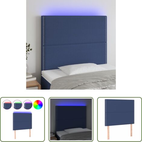 vidaXL Testiera per letto -  Testiera a LED Blu 100x5x118/128 cm in Tessuto