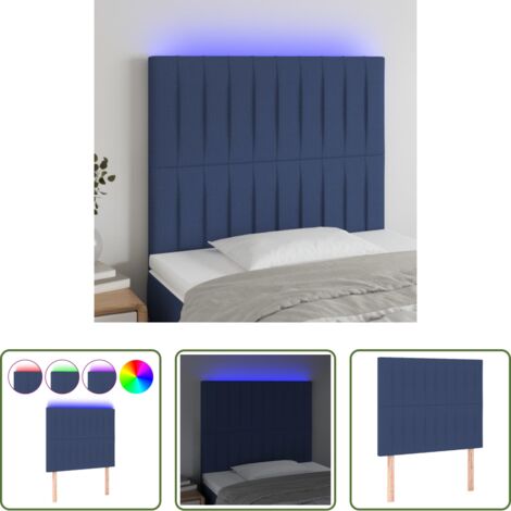 vidaXL Testiera per letto -  Testiera a LED Blu 100x5x118/128 cm in Tessuto