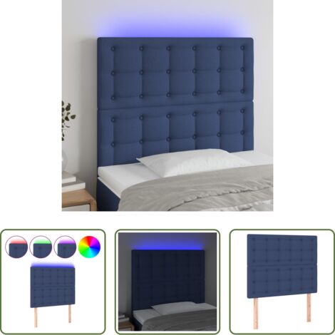 vidaXL Testiera per letto -  Testiera a LED Blu 100x5x118/128 cm in Tessuto