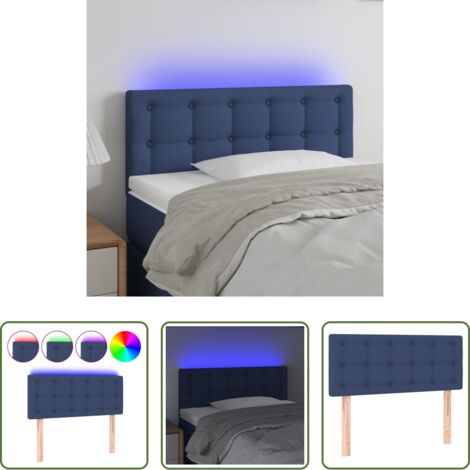 vidaXL Testiera per letto -  Testiera a LED Blu 100x5x78/88 cm in Tessuto