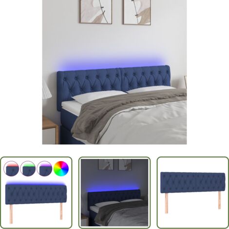 vidaXL Testiera per letto -  Testiera a LED Blu 144x7x78/88 cm in Tessuto