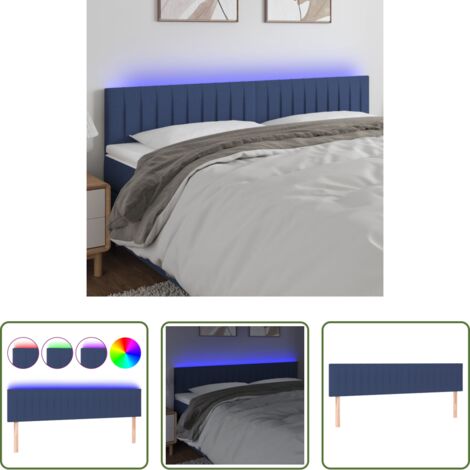 vidaXL Testiera per letto -  Testiera a LED Blu 180x5x78/88 cm in Tessuto