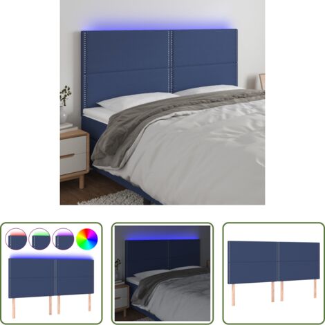 vidaXL Testiera per letto -  Testiera a LED blu 200x5x118/128cm in Tessuto