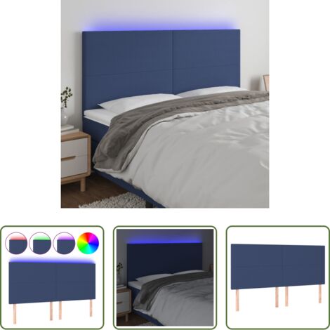 vidaXL Testiera per letto -  Testiera a LED blu 200x5x118/128cm in Tessuto