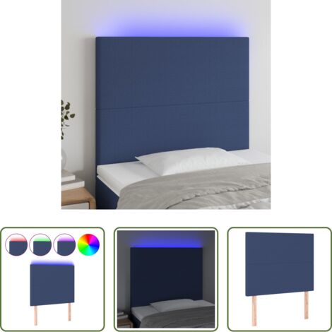 vidaXL Testiera per letto -  Testiera a LED Blu 80x5x118/128 cm in Tessuto