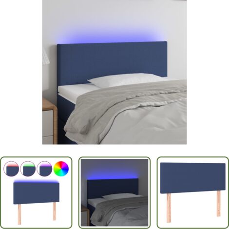 vidaXL Testiera per letto -  Testiera a LED Blu 80x5x78/88 cm in Tessuto