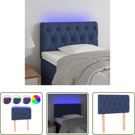 vidaXL Testiera per letto -  Testiera a LED Blu 80x7x78/88 cm in Tessuto