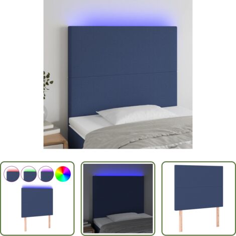 vidaXL Testiera per letto -  Testiera a LED Blu 90x5x118/128 cm in Tessuto