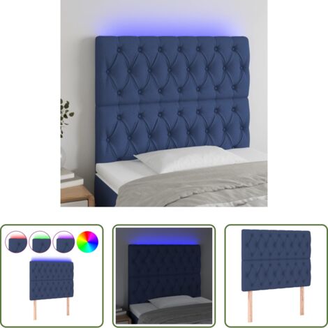 vidaXL Testiera per letto -  Testiera a LED Blu 90x7x118/128 cm in Tessuto
