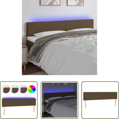 vidaXL Testiera per letto -  Testiera a LED Marrone Scuro 180x5x78/88 cm in Tessuto