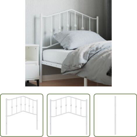vidaXL Testiera per letto -  Testiera di Ricambio in Metallo Bianco 90 cm