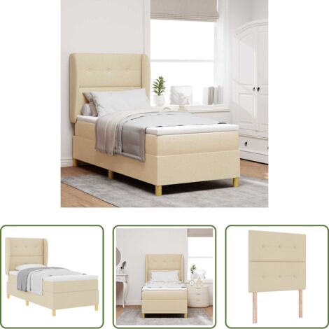 vidaXL Testiera regolabile -  Letto a molle con materasso Crema 200 x 80 cm Tessuto