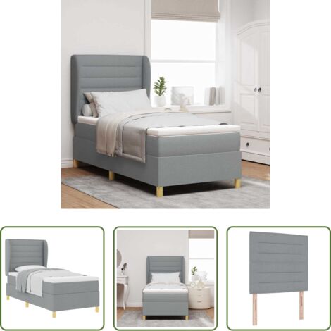 vidaXL Testiera regolabile -  Letto a molle con materasso Grigio chiaro 200 x 80 cm Tessuto