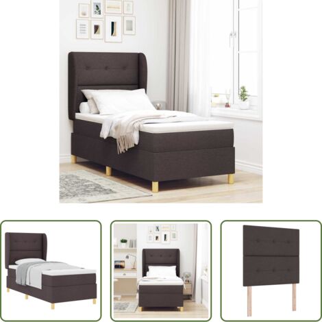vidaXL Testiera regolabile -  Letto a molle con materasso Marrone Scuro 200 x 80 cm Tessuto