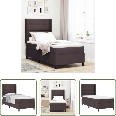 vidaXL Testiera regolabile -  Letto a molle con materasso Marrone Scuro 200 x 80 cm Tessuto