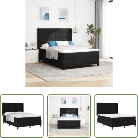vidaXL Testiera regolabile -  Letto a molle con materasso Nero 200 x 160 cm Tessuto