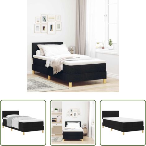 vidaXL Testiera regolabile -  Letto a molle con materasso Nero 90 x 200 cm Tessuto
