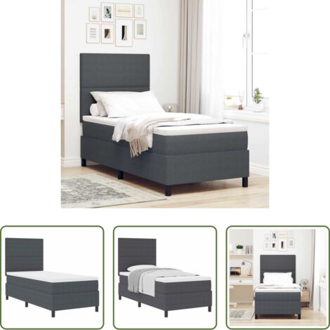vidaXL Testiera regolabile -  Letto a molle con testiera Grigio Scuro e Bianco 80 x 200 cm