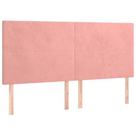 vidaXL Testiera Rosa 200x5x118/128 cm Velluto