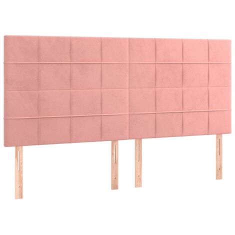 vidaXL Testiera Rosa 200x5x118/128 cm Velluto