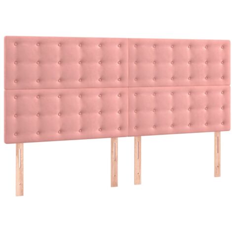 vidaXL Testiera Rosa 200x5x118/128 cm Velluto