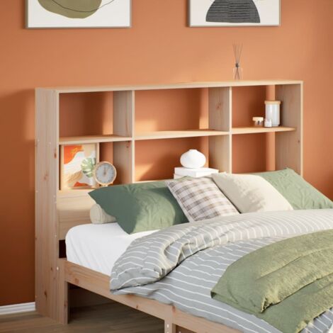 Vidaxl – Tête de lit 140 cm en bois massif de pin – Rangement avec 6 compartiments – Dimensions 146 x 23 x 110 cm – Assemblage requis