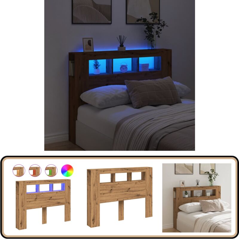 Vidaxl - Tête de lit à led chêne artisanal 140x18,5x103,5 cm