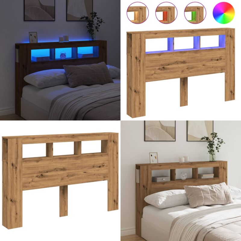Vidaxl - Tête de lit à led chêne artisanal 160x18,5x103,5 cm