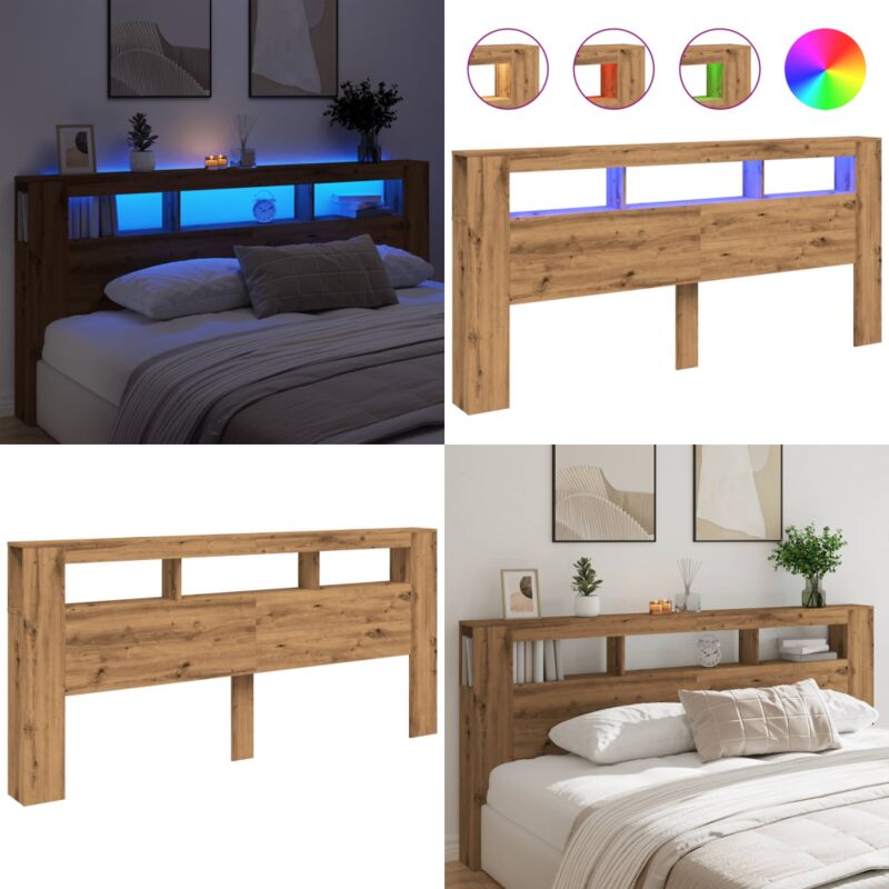 Vidaxl - Tête de lit à led chêne artisanal 220x18,5x103,5 cm